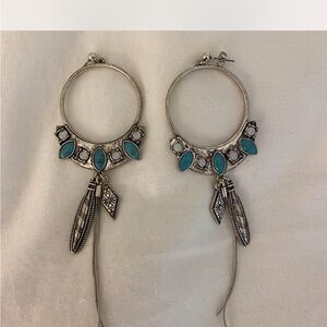 Free People Silver and Turquoise Hoop Earrings